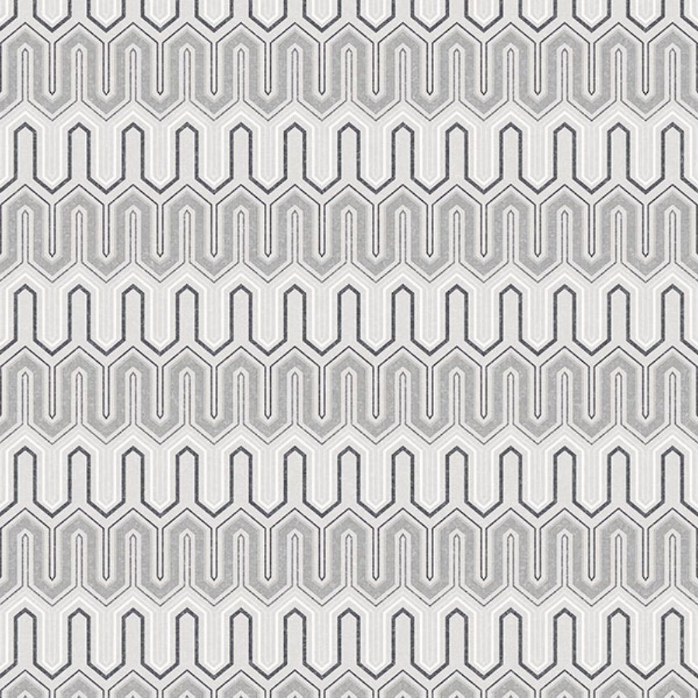 Patton Wallcoverings GX37609 GeometriX Zig Zag Wallpaper in Black, Pepper, Grey